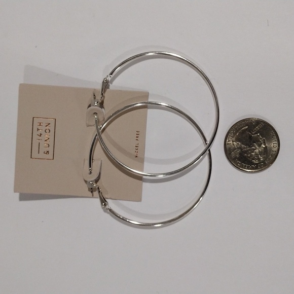 14th & Union Polished Silver tone 2-in Hoop Earrings - Women's Fashion Jewelry - Picture 9 of 9